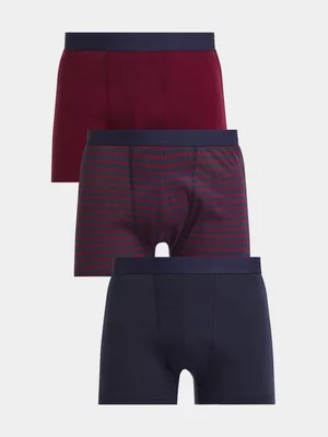 Exact Men's Navy & Red 3-Pack Trunks
