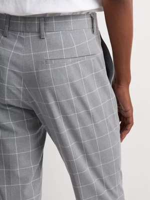 Markham Men's Skinny Fit Check Grey Melange/White Trouser