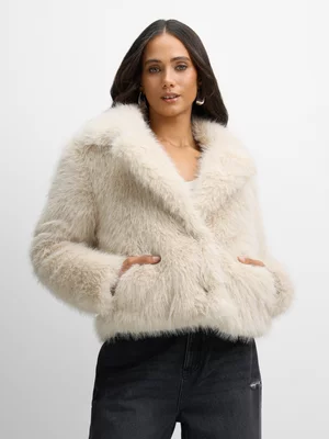 Exact Women's Natural Faux Fur Jacket