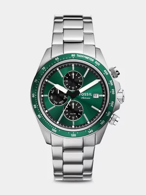 Fossil Autocross Green Dial Stainless Steel Multi Dial Bracelet Watch