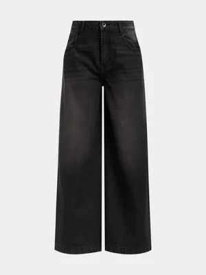 Jet Teen Boys Black Extreme Wide Leg Denim