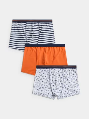 Jet Older Boys 3 Pack Navy Ice Melange Skate Trunk