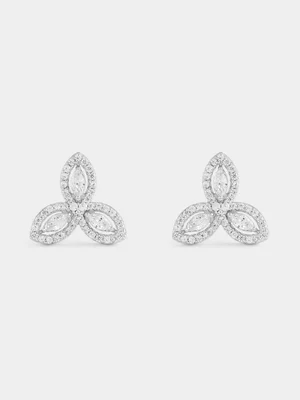 Cheté Sterling Silver Cubic Zirconia Marquise Petal Stud Earrings