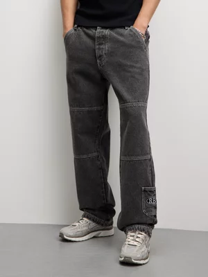 Redbat Men's Panelled Relaxed Black Jeans
