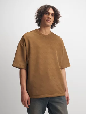 Exact Men's Brown Textured T-Shirt