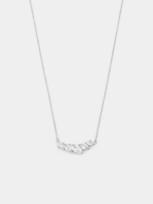 Sterling Silver Cubic Zirconia Marquise Necklace 