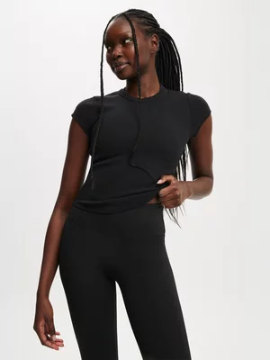 Women's Cotton On Black Active Curved Hem Baby T-Shirt