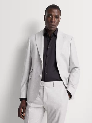 Fabiani Men's Light Gery Peak Lapel Melange Suit Jacket