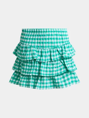 Jet Older Girls Green Check Rara Skirt