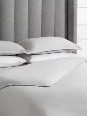Sheraton Textiles Cotton Sateen 600 Thread Count 3cm Oxford Edge Duvet Cover Set Platinum
