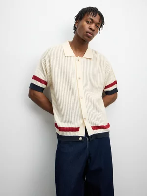 The FIX Men's Milk Preppy Knitted Shirt