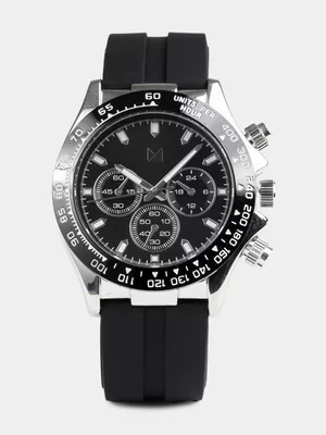 Markham Men's Chronograph Silicone Black Watch