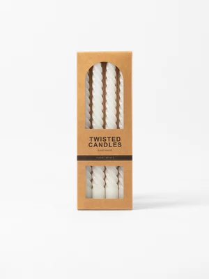 Twisted Dinner Candle Set of 4 White 25cm