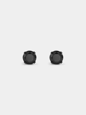 Studex Sensitive Stainless Steel Black Cubic Zirconia Round Stud Earrings 