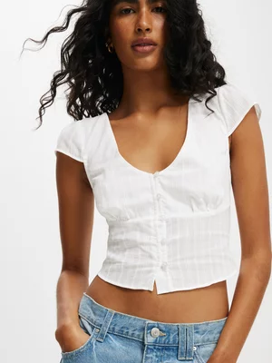 Women's Cotton On White Cap Sleeve Button Through Shirt