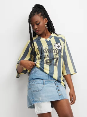 The FIX Women's Light Wash Double Layer Demin Skirt 