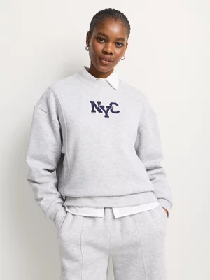 Co-Ord LA Fleece Crew Neck Panel Detail Sweat Top