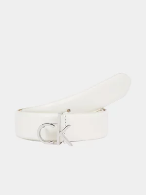 Women's Calvin Klein White Buckle Belt 3.0 Smooth