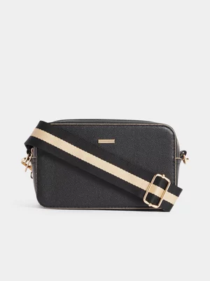 Exact Women's Black Double Zip Crossbody Bag