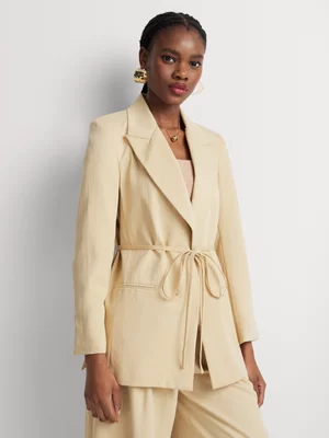 Luella Viscose Linen-Blend Belted Blazer