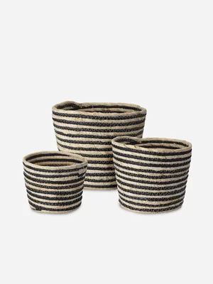 H & S Collection Basket Set Straw Set Of 3
