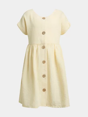 Exact Younger Girl's Yellow Linen Button-up Dress