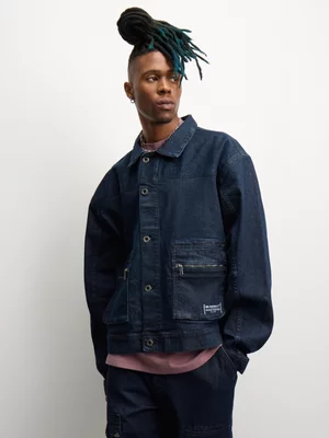 Redbat Men's Indigo Boxy Cropped Denim Jacket