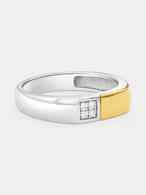 Yellow Gold & Sterling Silver Lab Grown Diamond Square Ring 