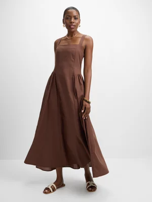 Jet Women’s Brown Maxi Linen Strappy Dress