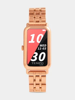 Tempo Pulse Rose Plated Rectangle Bracelet Smart Watch 