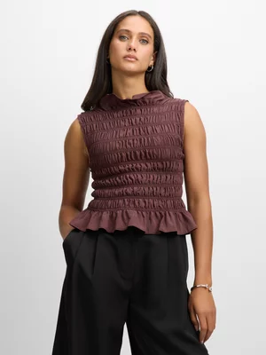 Exact Women's Brown Shirred Top