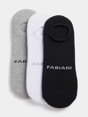 Fabiani Men's Black/White/Grey 3-Pack Towelling Invisible Socks