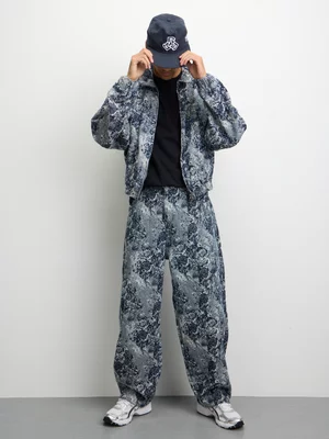 Redbat Men's Jacquard Barrel Leg Blue Jeans