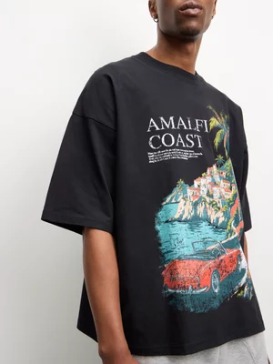 The FIX Men's Black Oversized Graphic Top