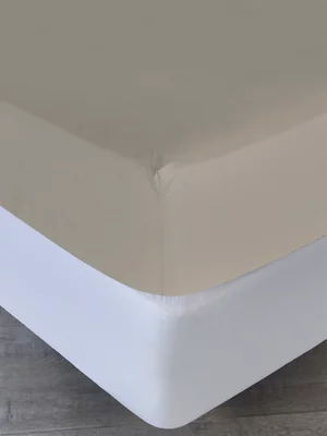 Volpes Washed Cotton Natural Fitted Sheet