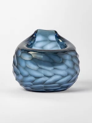 Cut Detail Artisanal Glass Vase Small