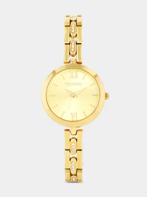 Tempo Gold Plated Champagne Dial Bracelet Watch 