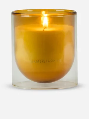 Large Double Glass Candle Yellow 