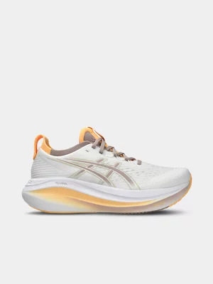 Asics Womens Gel-Nimbus 27 White/Fawn Running Shoes 