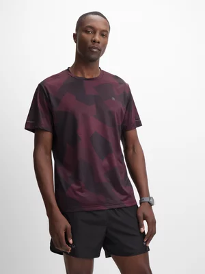 TS Mens Geo Tonal Performance Maroon/Black Tee