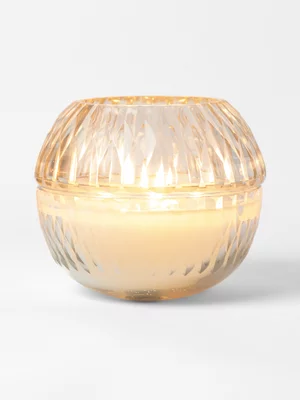 AH Lidded Facetted Glass Jar Candle 12cm