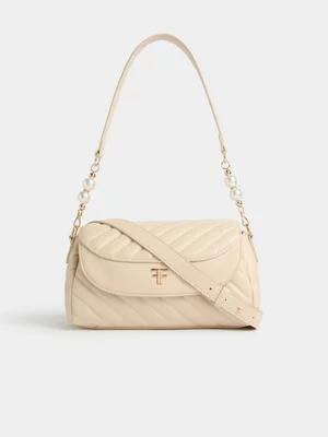 Pearl Handle Trim Shoulder Bag