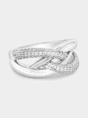 Cheté Sterling Silver Cubic Zirconia Pavé Twisted Ring  
