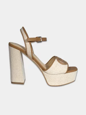 Women's Guess Brown Open Toe Wedge Sandal Heels