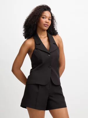 Jet Women's Black Halterneck Waistcoat