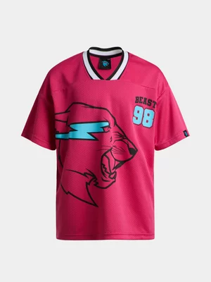 Jet Teen Girls Mr Beast Cerise Pink Birdseye T-shirt