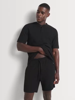 Markham Men's Knit Waffle Black Sleepwear Shorts