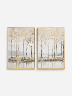 Jet Home Metallic 2-Piece Woodland Wall Art 40x60