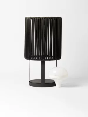 Patio Metal & Rope Table Lamp Rechargeable Bulb