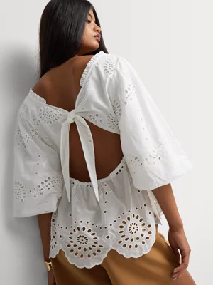 Embroidered V-neck Blouse